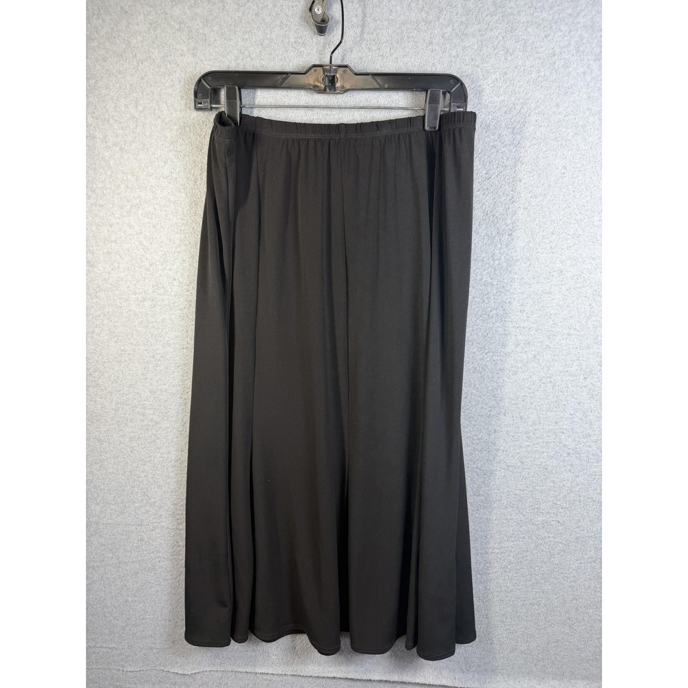 Notations Skirt Womens 1X Black A Line Midi Elastic Waist Stretch Made USA